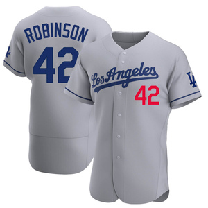 Men's Los Angeles Dodgers Jackie Robinson Authentic Gray Away Jersey