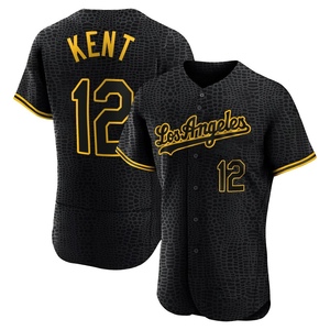 Men's Los Angeles Dodgers Jeff Kent Authentic Black Snake Skin City Jersey