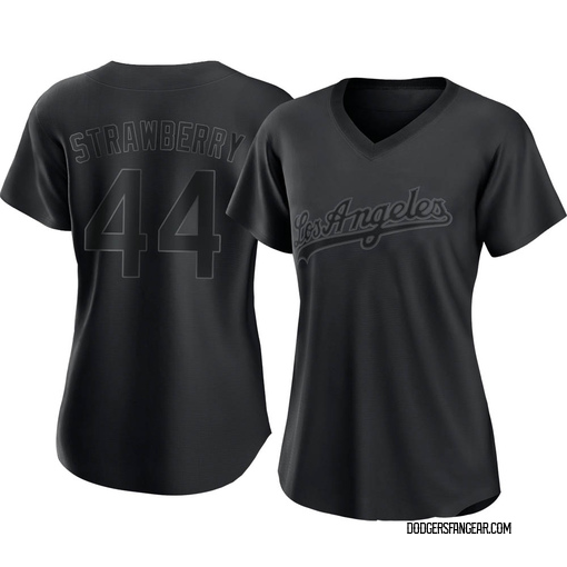Women's Los Angeles Dodgers Darryl Strawberry Authentic Black Pitch Fashion  Jersey